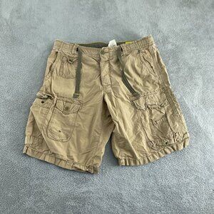 Mens Khaki Cargo Shorts XL 100% Cotton Multiple Pockets 36 Inch Waist 2886